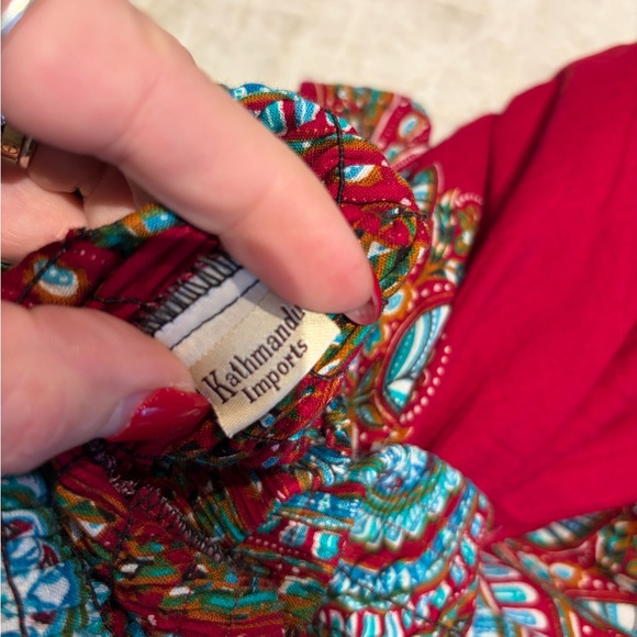 Boho Two-Way Maxi Dress / Skirt | Red & Turquoise Paisley | Festival - Picture 4 of 5